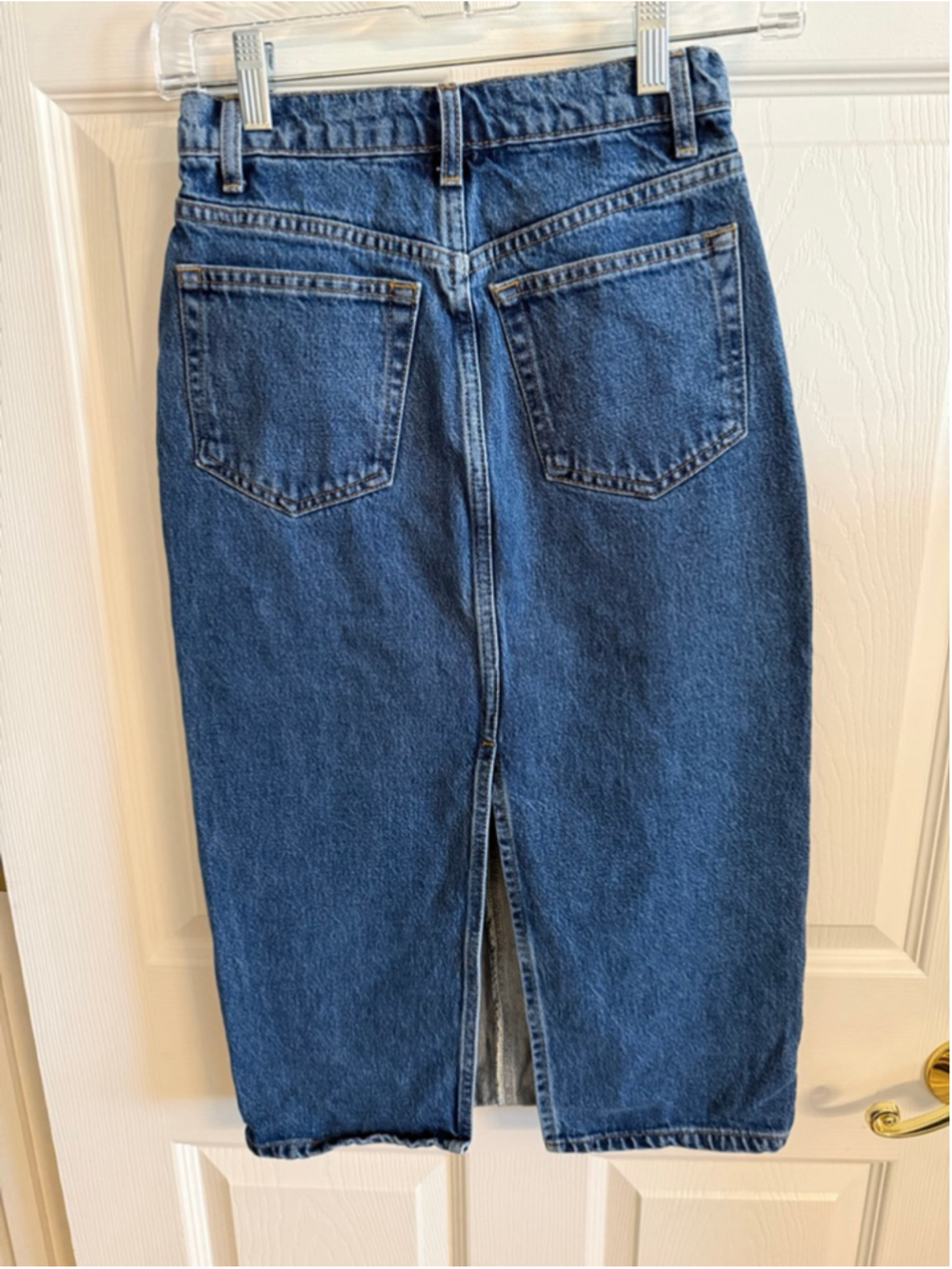 Reformation Jayde high-rise denim midi skirt size 24